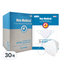 네오메디컬 블로킹 새부리형 황사방역 마스크 화이트 대형 KF94, 30개, 5매입