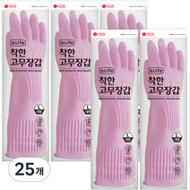 롯데이라이프 착한 고무장갑 대, 핑크, 대(L), 25개