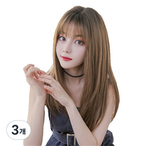 뿌이뿌이가발 여성 긴 생머리 통가발 바비킹, 옐로우브라운, 3개