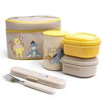 스케이터 은이온 항균 런치박스 세트 560ml KCLJC6AG, 곰돌이푸우, 1세트