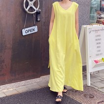 비나인 클라지 민소매 린넨 원피스