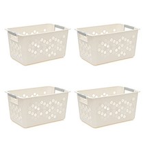 요고모지 플라스틱 수납바구니 27.5 x 17.5 x 14.2 cm, 화이트, 4개