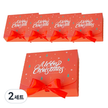 도나앤데코 크리스마스 직사각 포장 상자 중 5p + 리본 5p, 노엘 레드, 2세트