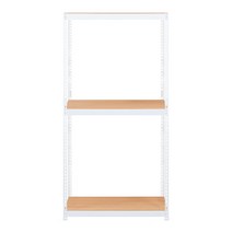 스피드랙 브이 2 스탠드 선반 3단 1000 x 600 x 2100 mm, 화이트(프레임) + 우드 화이트(선반)