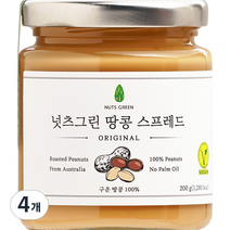 넛츠그린 땅콩 스프레드, 200g, 4개
