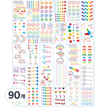 유진 미니 컬러 타투 엑스 스티커, 랜덤발송, 90개