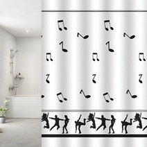 썬데코 패브릭 방수 샤워커튼 뮤직 180 X 180 cm, 1세트, 화이트계열
