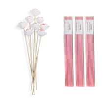 레스쁘리 미니로즈 조화 8p + 디퓨저 스틱 30p, 조화 (오렌지), 스틱 (핑크), 1세트