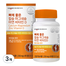 일동생활건강 뼈에 좋은 칼슘 마그네슘 아연 비타민D, 90정, 3개
