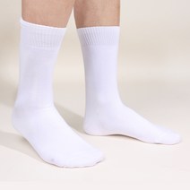 두발로 남성용 스포츠 심플 파일 밴딩 장목 양말 3켤레, 화이트