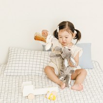 쉬즈홈 유아용 누비 순면 안심 방수패드, 모던그리드 아이보리, 1개