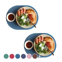 에이드엘 일립스 실리콘 테이블매트 2p, 터키블루, 327 x 242mm