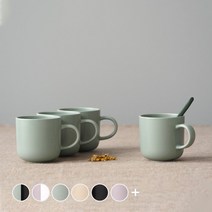 보울보울 레트로라인 머그컵 320 ml, 그린티라떼, 4개