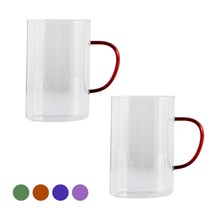 제이테이블 컬러핸들 내열유리 머그컵 560ml, 브라운, 2개