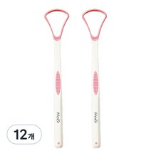 비즈온 생활필수품 혀 백태 설태 제거기 크리너 핑크, 10g, 12개
