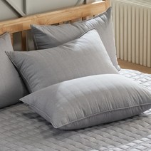 지베딩 슈가 고밀도 워싱순면100수 베개커버1P+베개솜1P, 그레이