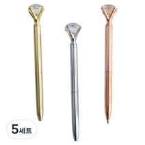 아이캣 다이아몬드 볼펜 3종 세트, 실버, 골드, 로즈골드, 5세트