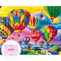 디클레어 액자 캔버스형 보석십자수 DIY 키트 40 x 50 cm, 1세트, 열기구