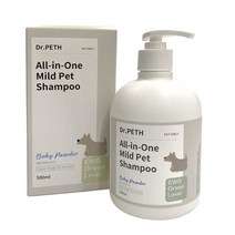 닥터페스 저자극 동물의약외품 올인원 강아지 샴푸 베이비파우더향, 500ml, 1개