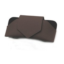 리버폭스 차량용 가죽 썬바이저 크립형 선글라스 파우치, 1개, 다크브라운