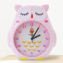 므뮤 귀여운 부엉이 인테리어 캐릭터 알람 탁상시계, 핑크