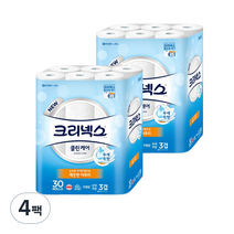 크리넥스 3겹 클린케어 천연펄프 화장지 25m, 30롤, 4팩