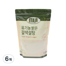 이타자 유기농 밝은 갈색설탕, 1kg, 6개