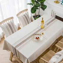 [방수린넨식탁보] 제이토리 나뭇잎 린넨 방수 식탁보, 브라운, 130 x 180cm