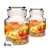 우기 믹스후르츠향 드롭스 병 캔디, 300g, 6개입