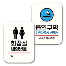 뭉키데코 표지판 팻말 미니간판 화이트 NQ2 2종 세트, 057(화장실 비번, 흡연구역), 1세트