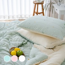 해밀홈 플라워 베드 모달100% 자수 차렵이불 + 패드 + 베개커버 세트