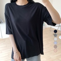 이지스튜디오 여성용 찰랑찰랑 트임 오버핏 반팔 티셔츠