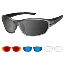 팬톤 렌즈 교체형 스포츠 선글라스 RLCS03 + 추가렌즈 3p + 케이스, 프레임 (무광 펄 그레이), 렌즈 (스모크 미러), 추가렌즈 ( 레드 레보, 블루 레보, 클리어)
