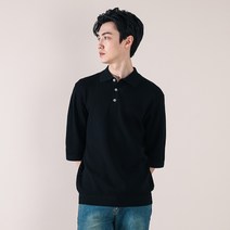 리버클래시 남성용 와이드 카라 베이직 반팔 니트 티셔츠LHS51658