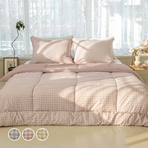 바자르 모노체크 나노화이바 차렵이불 + 베개커버 세트