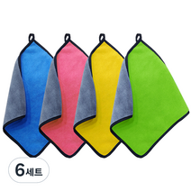 유하우스 도톰한 양면 극세사 행주 4종세트, 혼합색상, 6세트