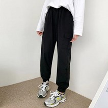 잘빠진 여성용 힙스터 스판 밴딩 조거 팬츠