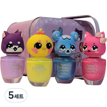 투미니 프렌즈 수성 매니큐어 고양이 + 병아리 + 강아지 + 햄스터 + 틴케이스 세트, 5세트, 클핑크(고양이), 레몬옐로우(병아리), 라벤더(강아지), 트윙클블루(햄스터)