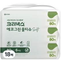 크리넥스 에코그린 소프트 저자극 물티슈, 80매, 18개