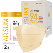 다나마스크 에어숨 컬러 대형 KF94, 50개입, 2개, 연한갈색