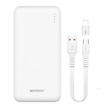 SPEEDY 슬림 듀얼 보조배터리 10000mAh + C타입 케이블 + 8핀 젠더, BND-2PCPPB100A, 화이트
