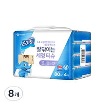 스카트 잘닦이는 세정티슈 80매, 8개