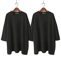 빅걸스토리 여성용 빅사이즈 소울 라운드 박스핏 무지 기본 티셔츠 2p 세트