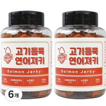 땅파서팜 강아지 고기듬뿍 연어 져키 200g, 6개