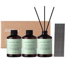 에이센트 네이처 실속형 디퓨저 200ml 3p + 섬유스틱 15p, 그린에어리