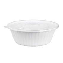 사출 원형 탕용기 미니 백색 1.2L 100p + 뚜껑 100p, 1세트