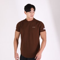 허그본 남성용 스몰 로고 머슬핏 반팔 티셔츠 태극라인