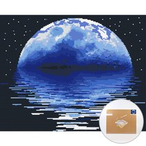 아트조이 DIY 보석 십자수 캔버스형 50 x 40 cm, 달이 흐르는 바다, 1세트