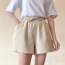 다아모아 여성용 린넨 면 코튼 반바지