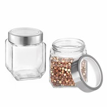 차이나다 투명커버 사각 밀폐 유리병 450ml, 단품, 2개
